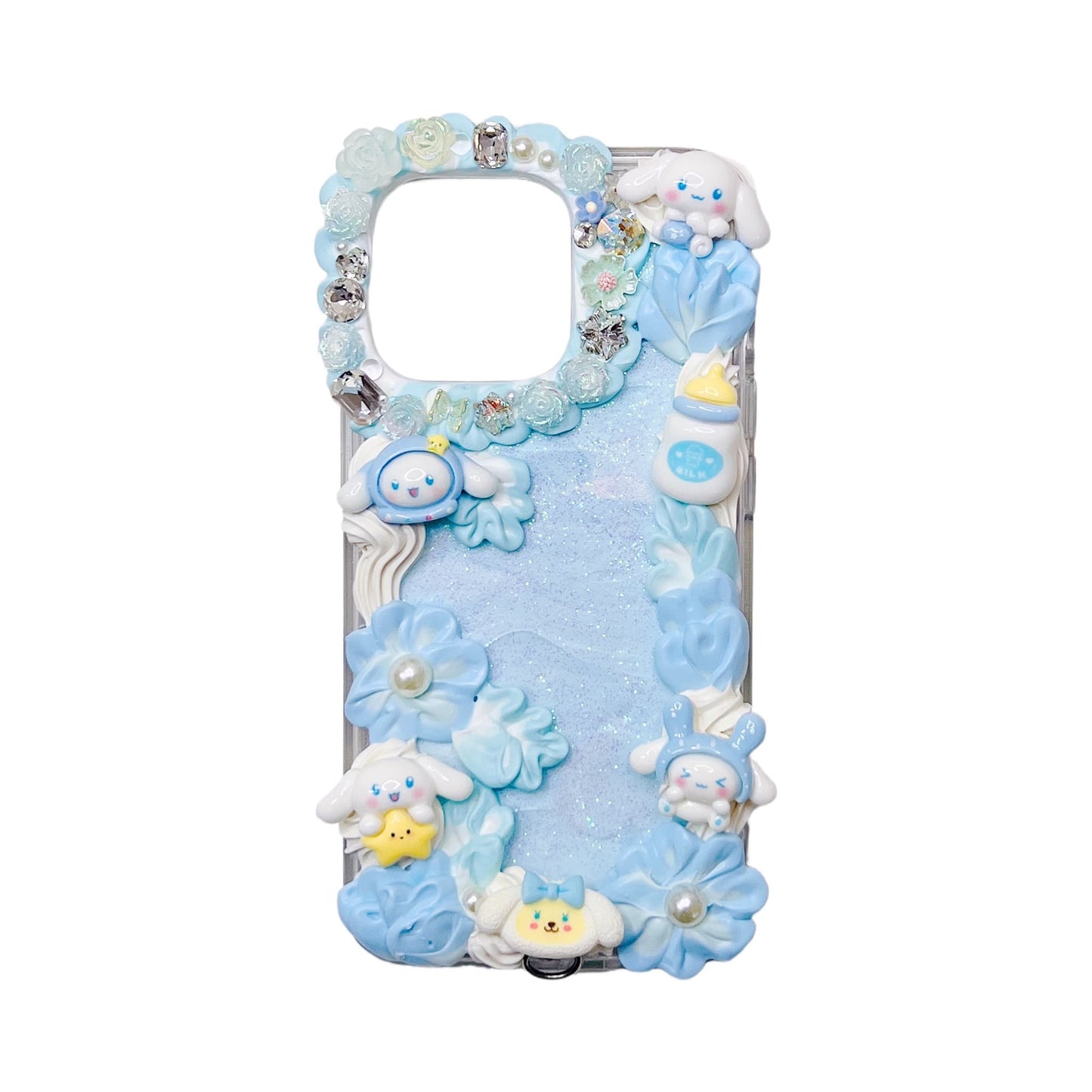 Fairytale decoden phone case featuring Cinnamoroll character with baroque cream glue design