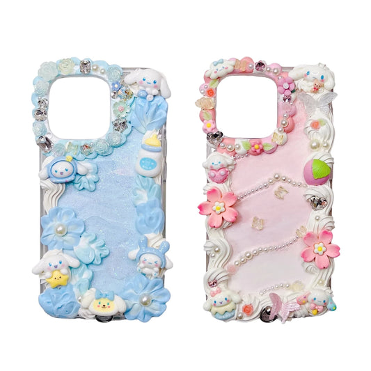 Handmade fairytale baroque decoden phone case with cream glue design and ornate embellishments
