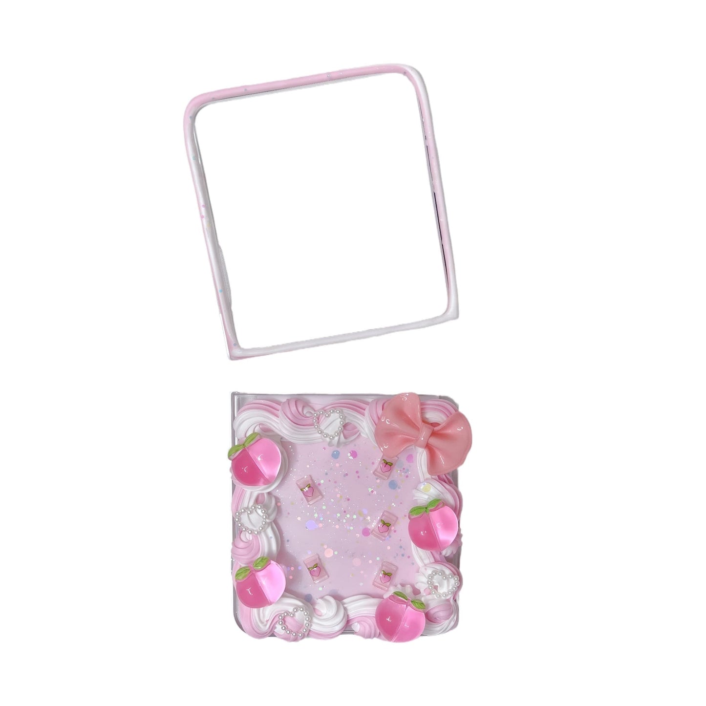 Fairytale-themed handmade decoden phone case with Sumikko Gurashi characters and Baroque-inspired cream glue details