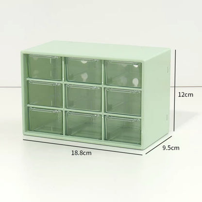 Green 9-compartment craft supply storage box with sliding drawers
