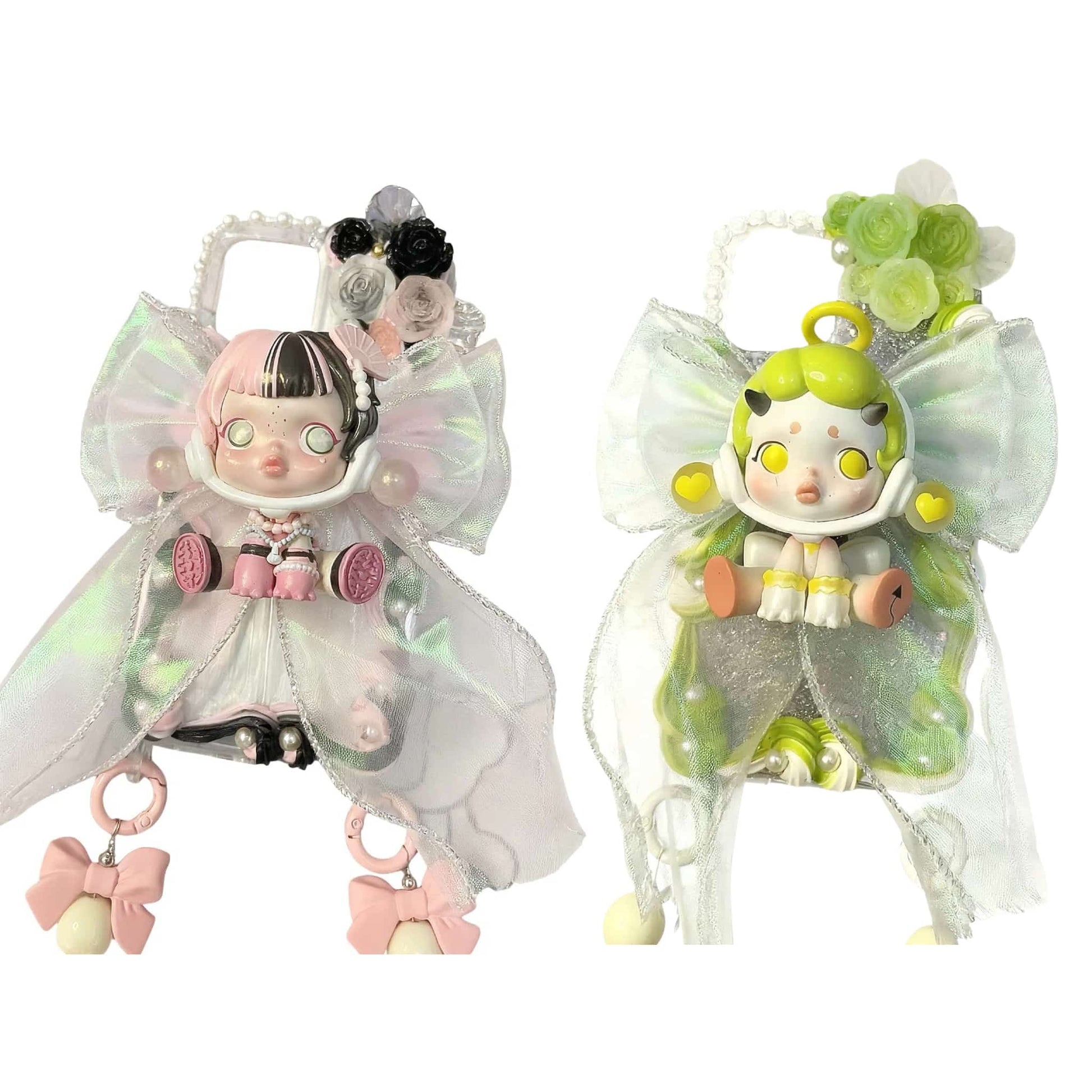 Handmade baroque decoden phone case with Skullpanda cream glue design and luxe ornamental details