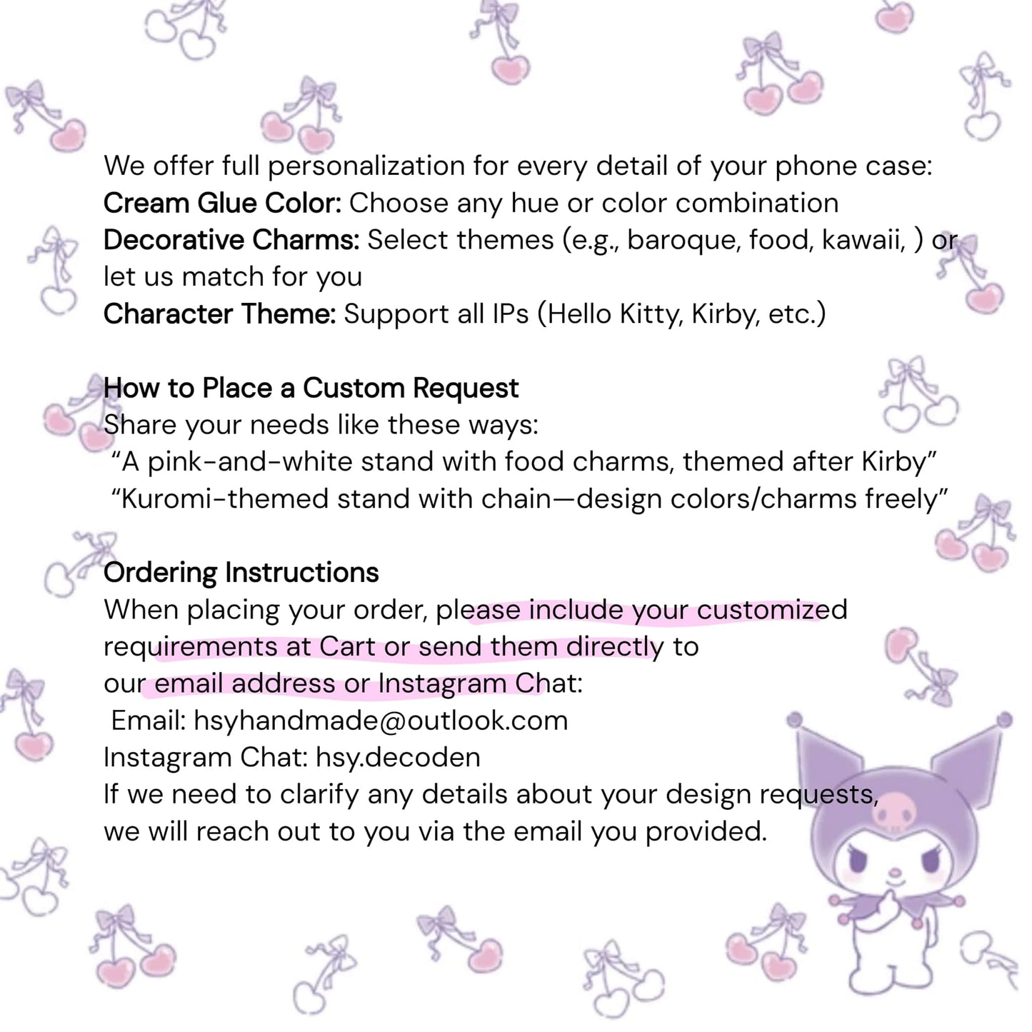 Handmade Decoden Phone Stand | Customizable Color + Style + Character