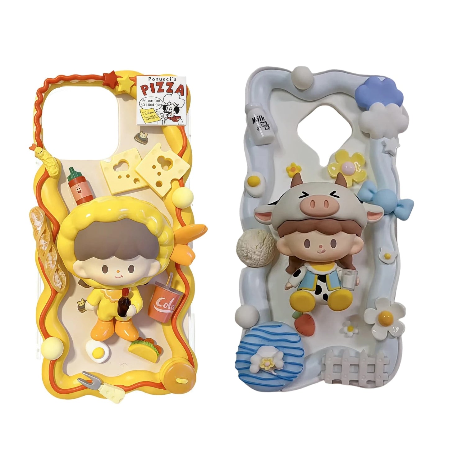 Kawaii decoden phone case with handcrafted cream glue design, featuring cute character details and Y2K Baroque styling
