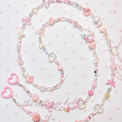 My Melody handmade phone chain with baroque pearl and Y2K aesthetic