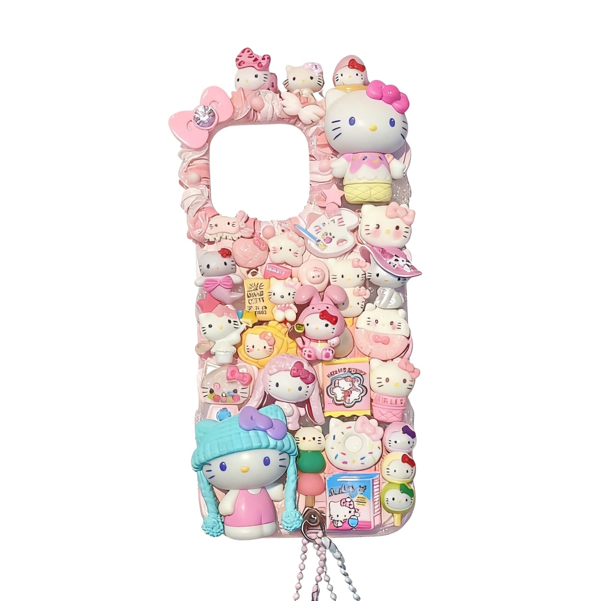 Custom handmade Sanrio Hello Kitty decoden phone case with cream glue design, luxury kawaii phone accessories