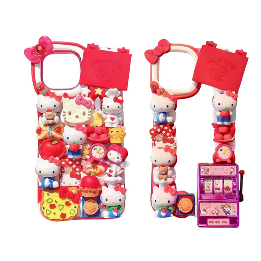 Handmade Sanrio Hello Kitty decoden phone case with cream glue design, kawaii aesthetic phone accessories