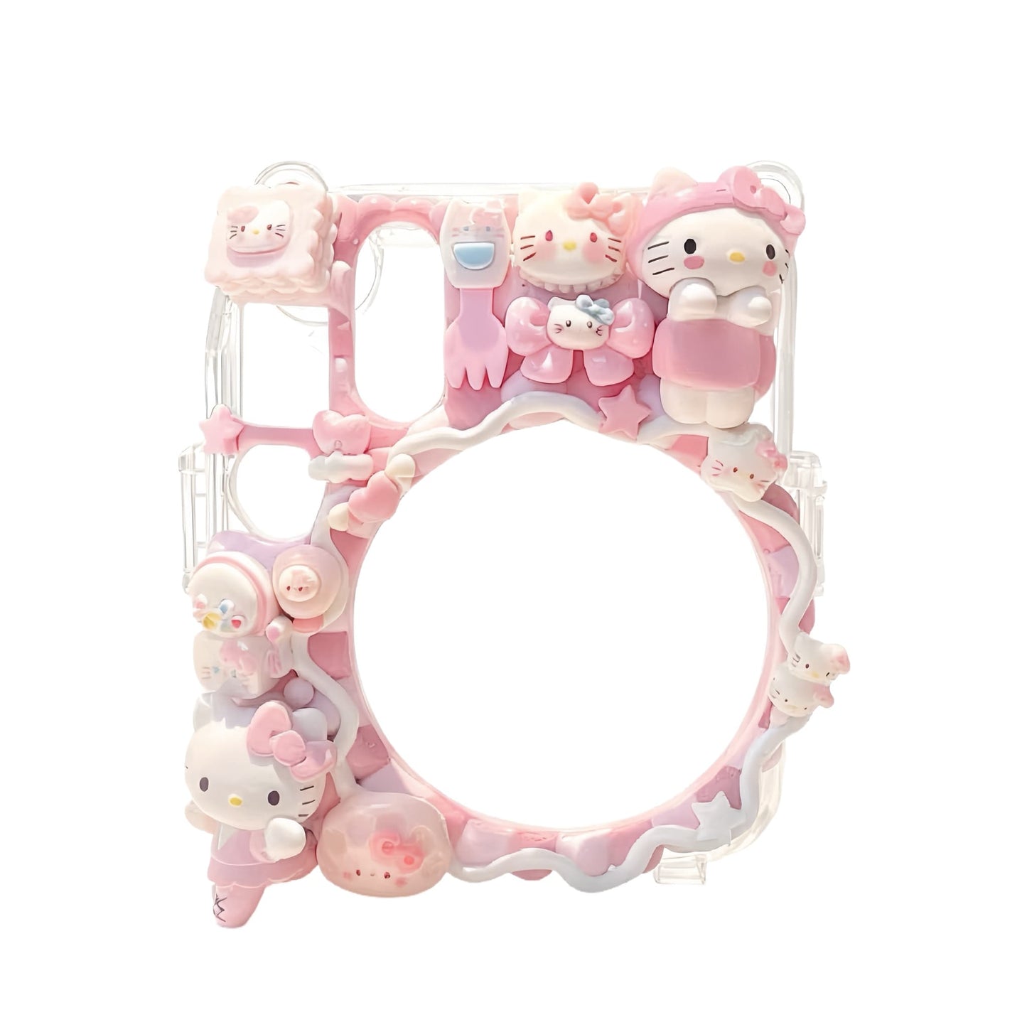 Hello Kitty decoden polaroid case with pink bow and kawaii charms
