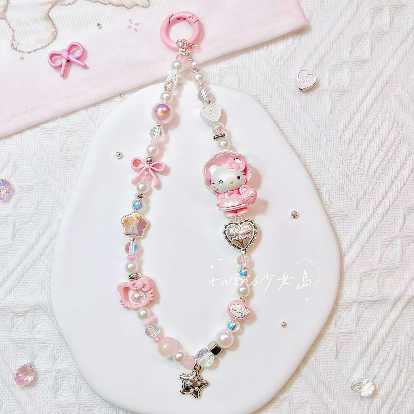 Handmade Hello Kitty phone chain strap accessory