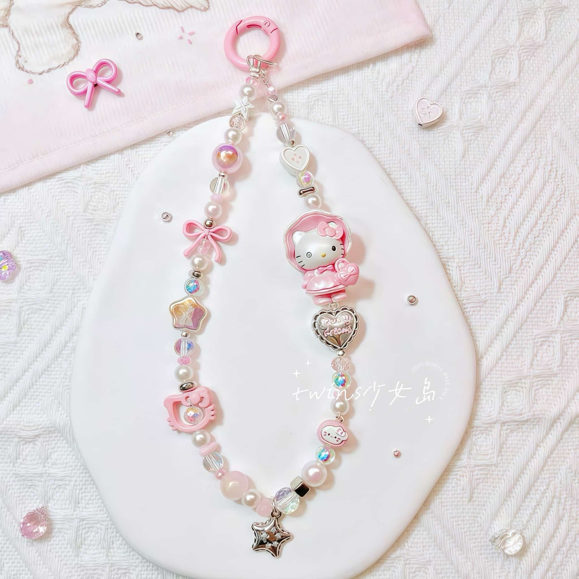 Handmade Hello Kitty phone chain strap accessory