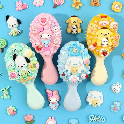 Foldable cushion brush and mirror combo for decoden DIY tools