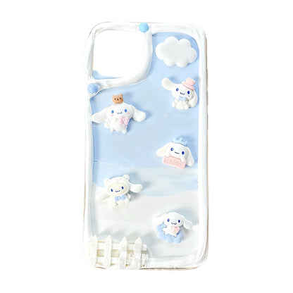 Cinnamoroll Decoden Phone Case - Handmade Kawaii Sanrio Cream Glue Design
