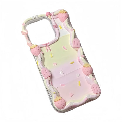 pink strawberry decoden phone case