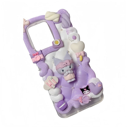 Purple Kuromi Decoden Phone Case - Handmade Kawaii Sanrio Baroque Design