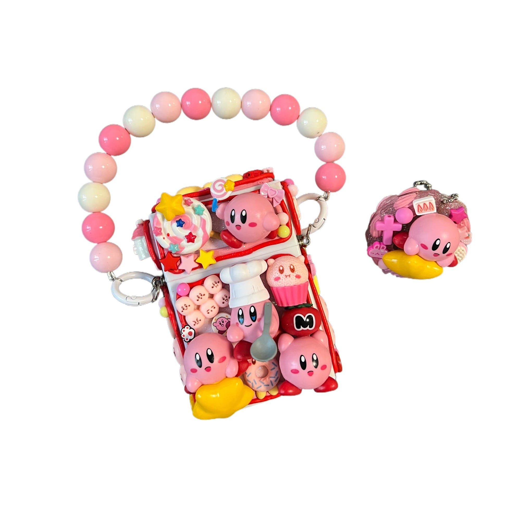 Kirby handmade decoden storage box with baroque cream glue design and kawaii decorations