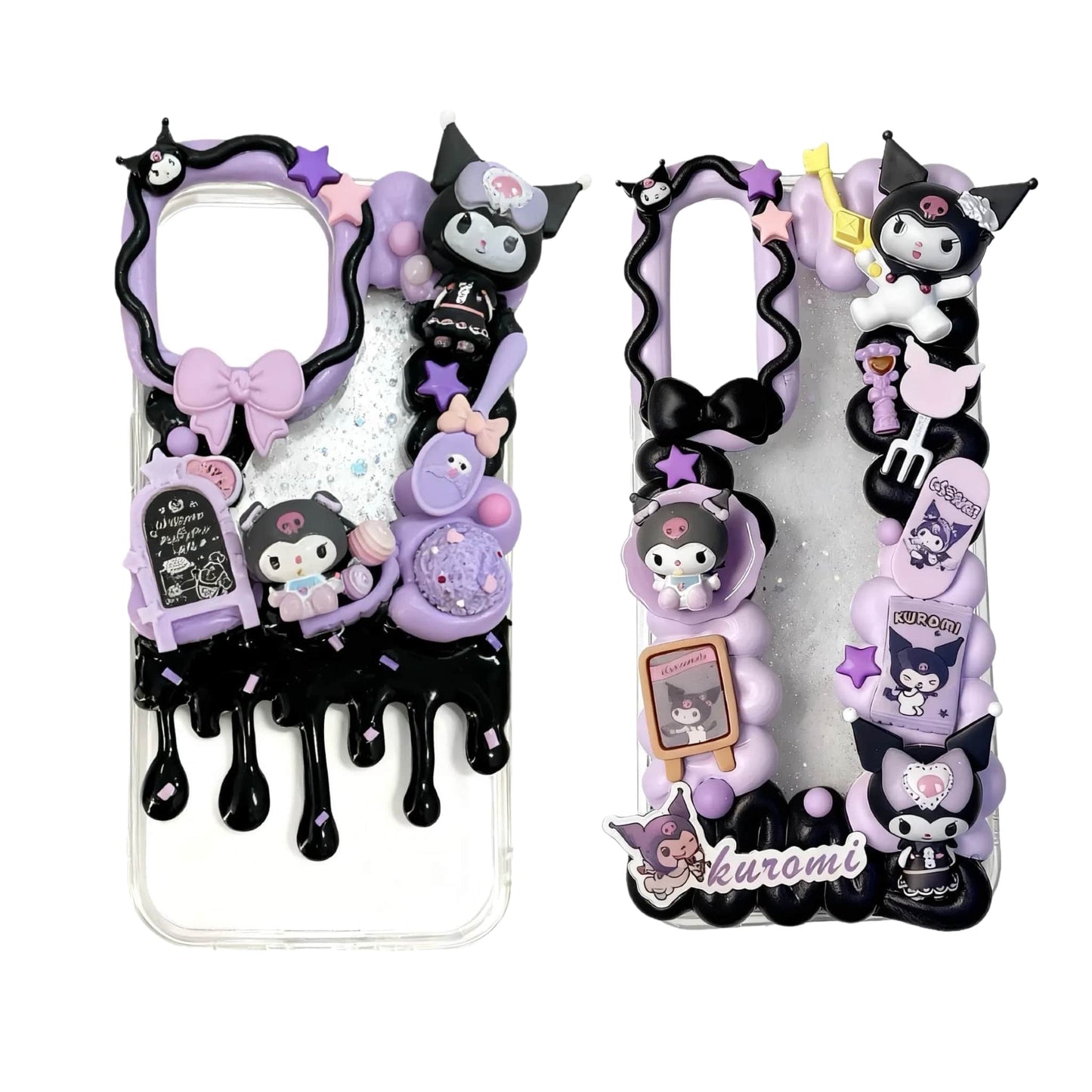 Handmade Kawaii Sanrio Kuromi Decoden Phone Case - Premium Cream Glue Design with Baroque Y2K Aesthetic