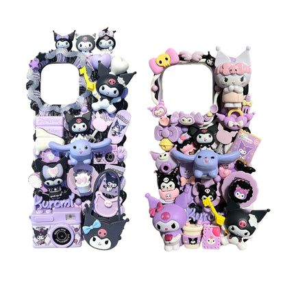 Handmade Kawaii Sanrio Kuromi Decoden Phone Case - Premium Cream Glue Design with Baroque Y2K Aesthetic