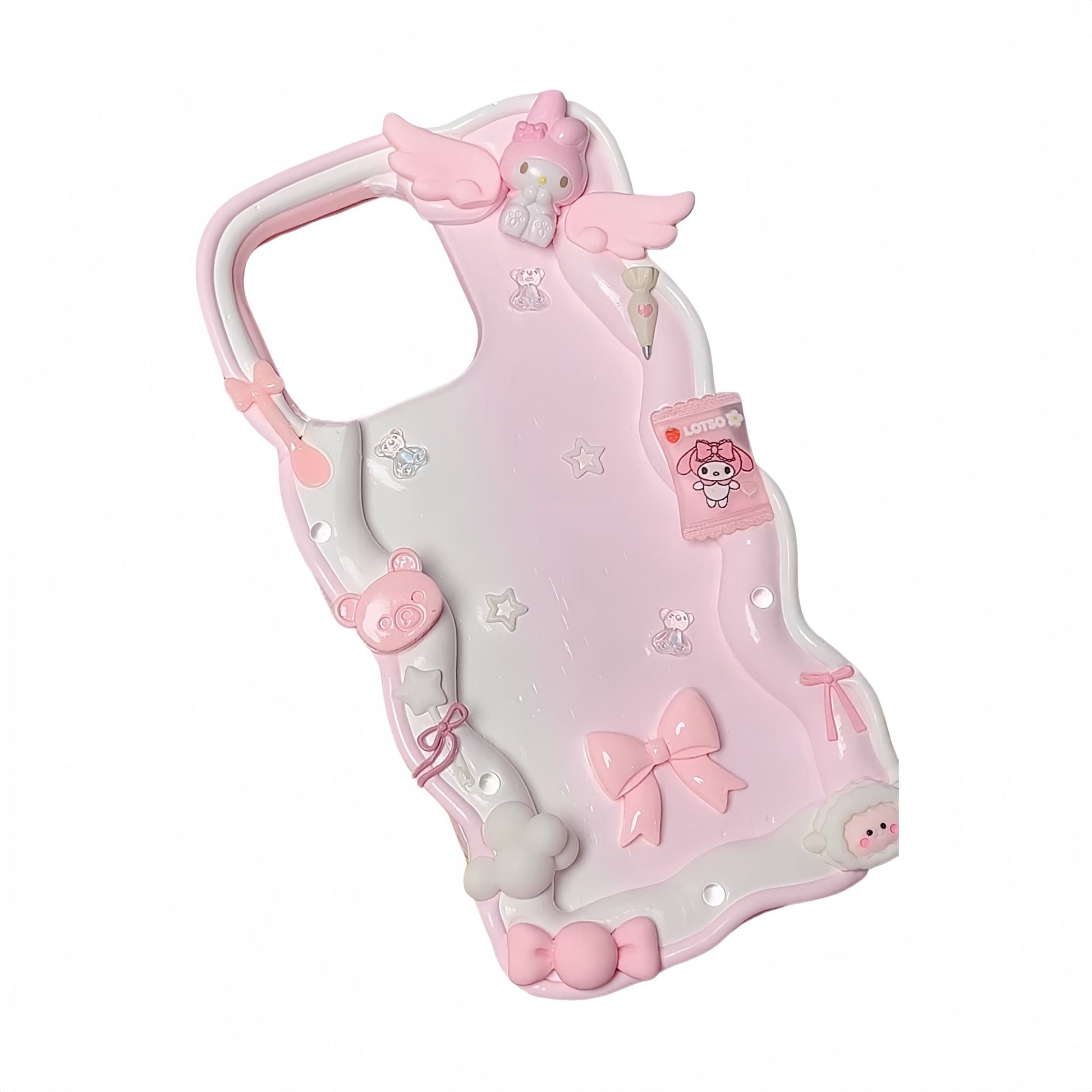 DIY My Melody decoden phone case with whipped cream texture and customizable kawaii charm