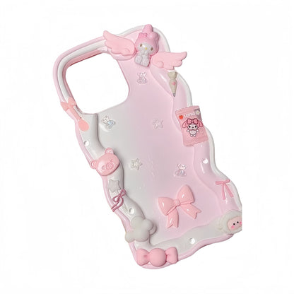 DIY My Melody decoden phone case with whipped cream texture and customizable kawaii charm