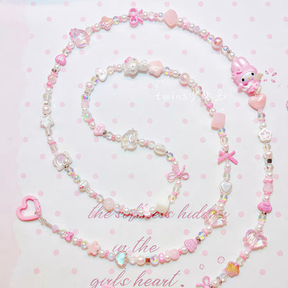 My Melody handmade phone chain with baroque pearl and Y2K aesthetic