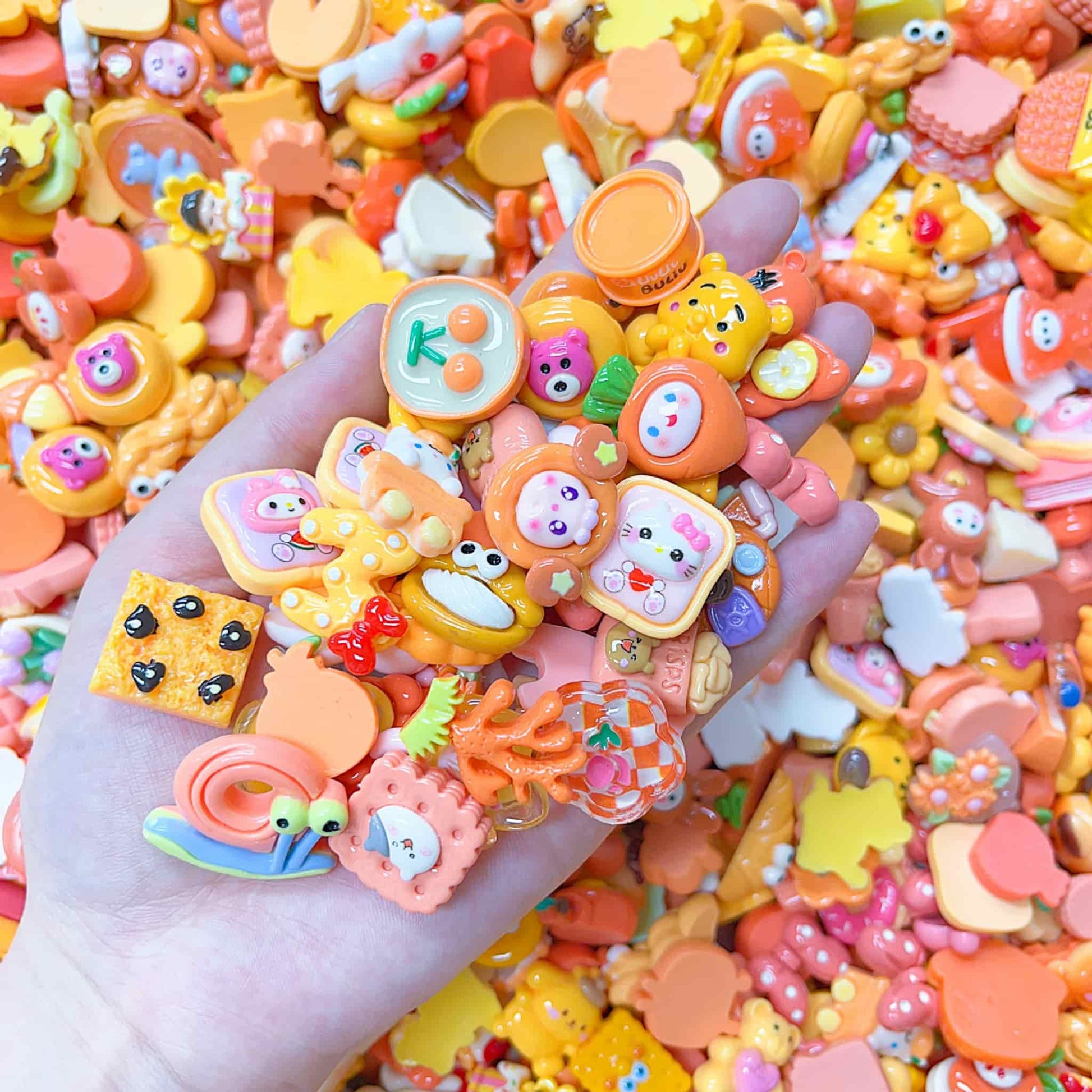 Mixed pack of small resin embellishments for crafting keychains, earrings, and decoden phone cases