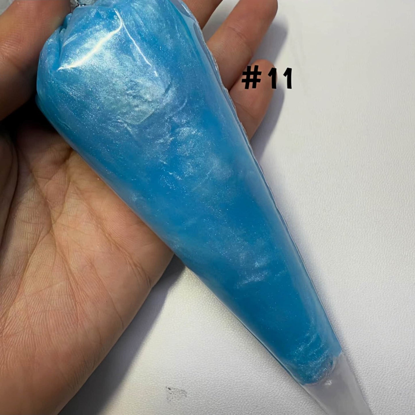 Blue pearlized cream adhesive with shimmer effect for kawaii handmade decorations