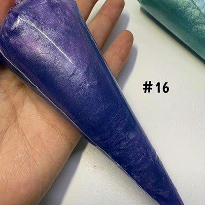 Purple shimmer pearlescent cream glue with piping tip for 3D decoden crafts
