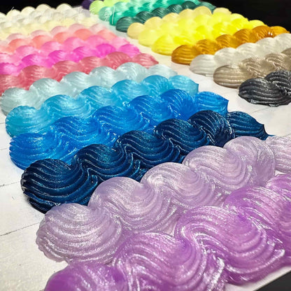 Pearlescent cream adhesive glue in multiple shimmer colors for kawaii handmade decorations and phone accessories