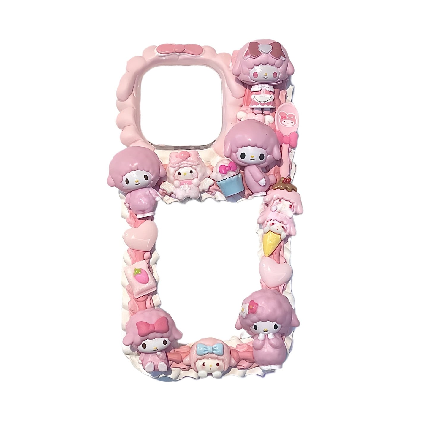 My Piano decoden card holder phone case with musical theme 3D cream texture and pastel embellishments
