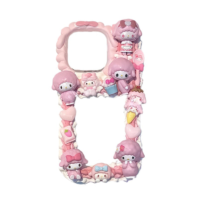 My Piano decoden card holder phone case with musical theme 3D cream texture and pastel embellishments
