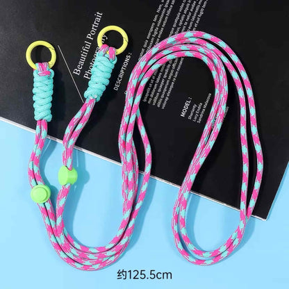 Pink and blue beaded crossbody phone chain strap