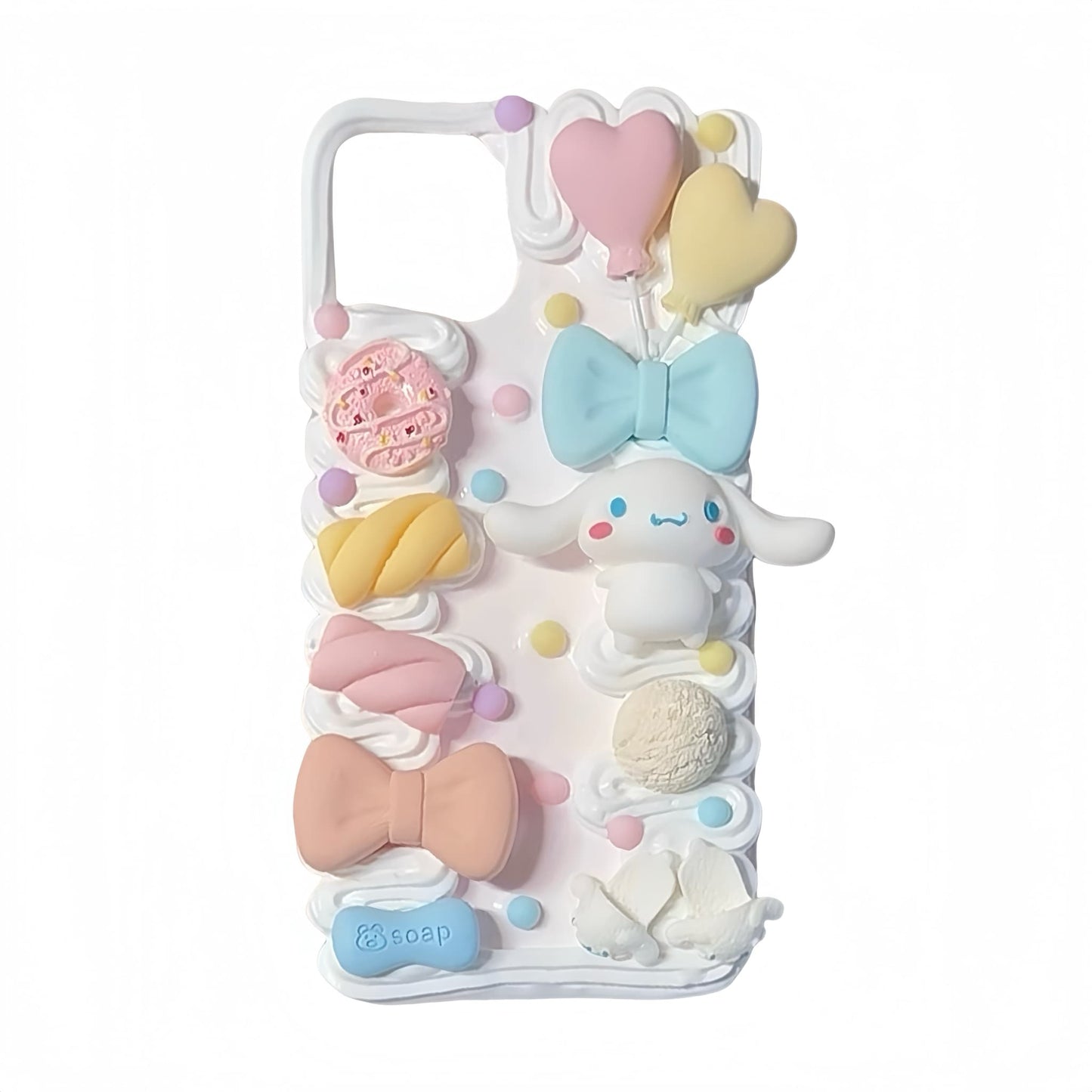 Handmade pink Cinnamoroll decoden phone case with kawaii Sanrio cream glue design
