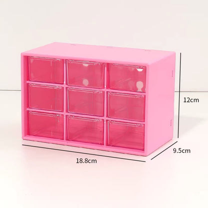 Pink 9-drawer storage box for beads and small craft accessories