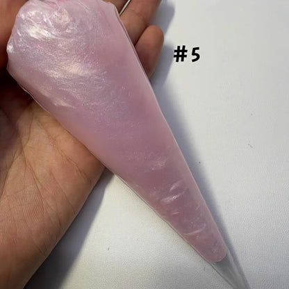Pink shimmer pearlescent cream glue tube with piping tip for 3D kawaii craft projects