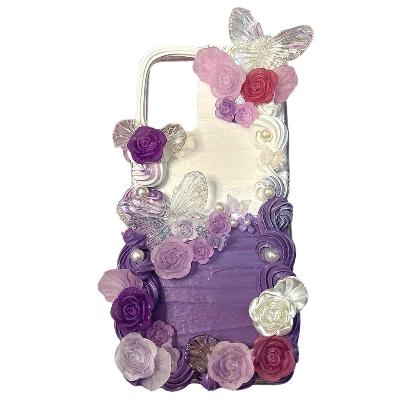 Baroque Decoden Phone Case | Handmade Cream Glue Butterfly Design