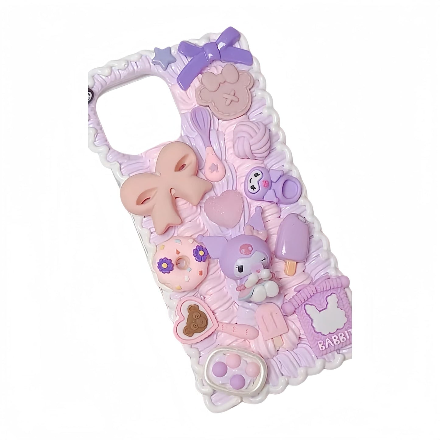 Kawaii Kuromi Decoden Phone Case Detail - Handcrafted Sanrio Design