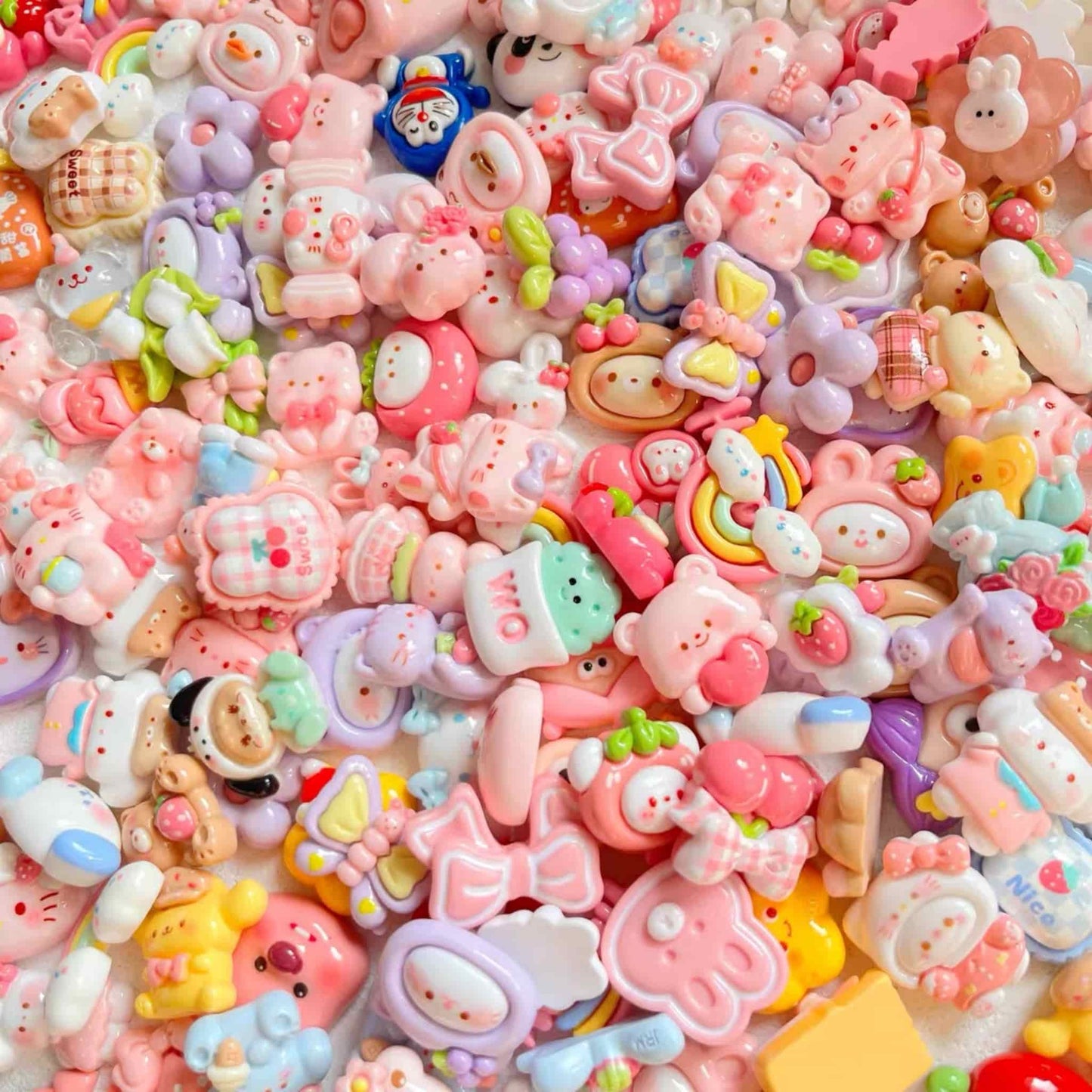 Resin charms attached to phone case decoden accessories