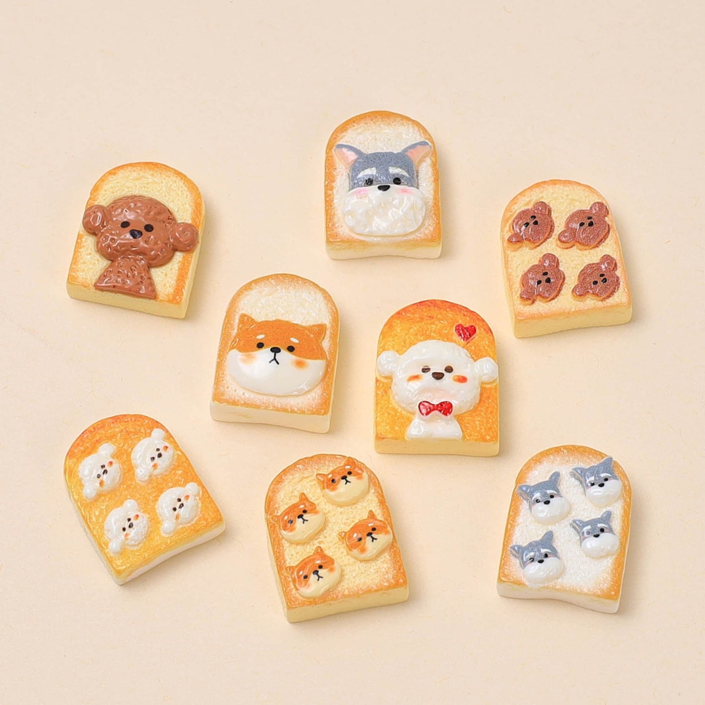 Toast-shaped resin charms for decoden phone case decoration