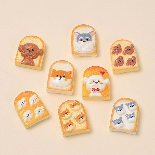 Toast-shaped resin charms for decoden phone case decoration