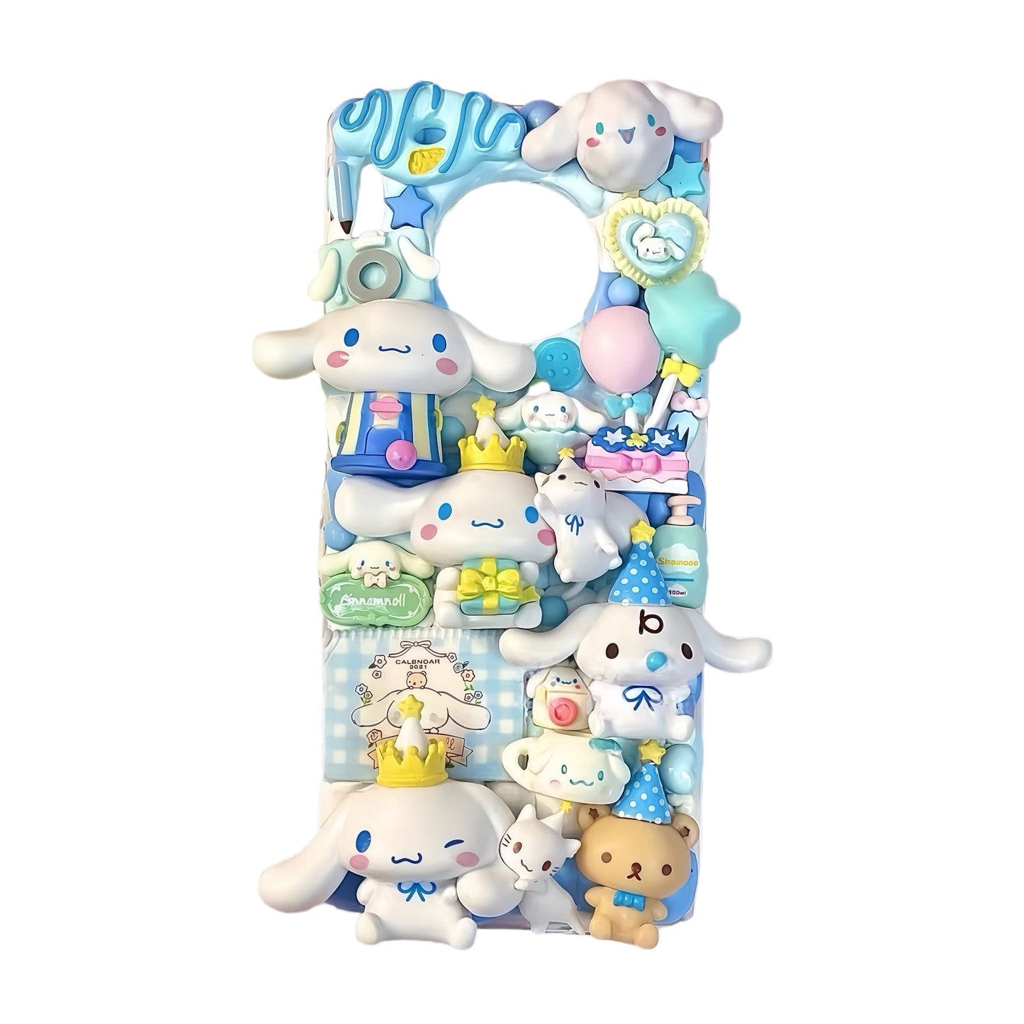 Cute Sanrio Cinnamoroll decoden phone case with handmade kawaii decorative charms