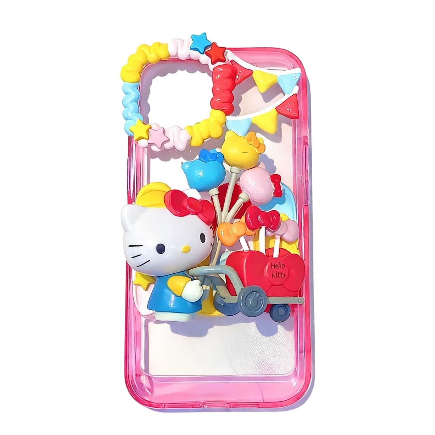 Handmade Sanrio Hello Kitty decoden phone case with kawaii cream glue design and pink charms