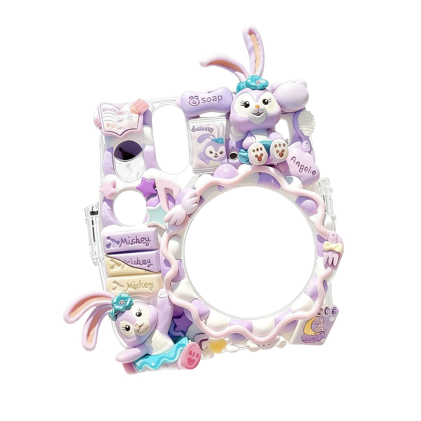 StellaLou decoden polaroid case with purple bunny theme and kawaii embellishments