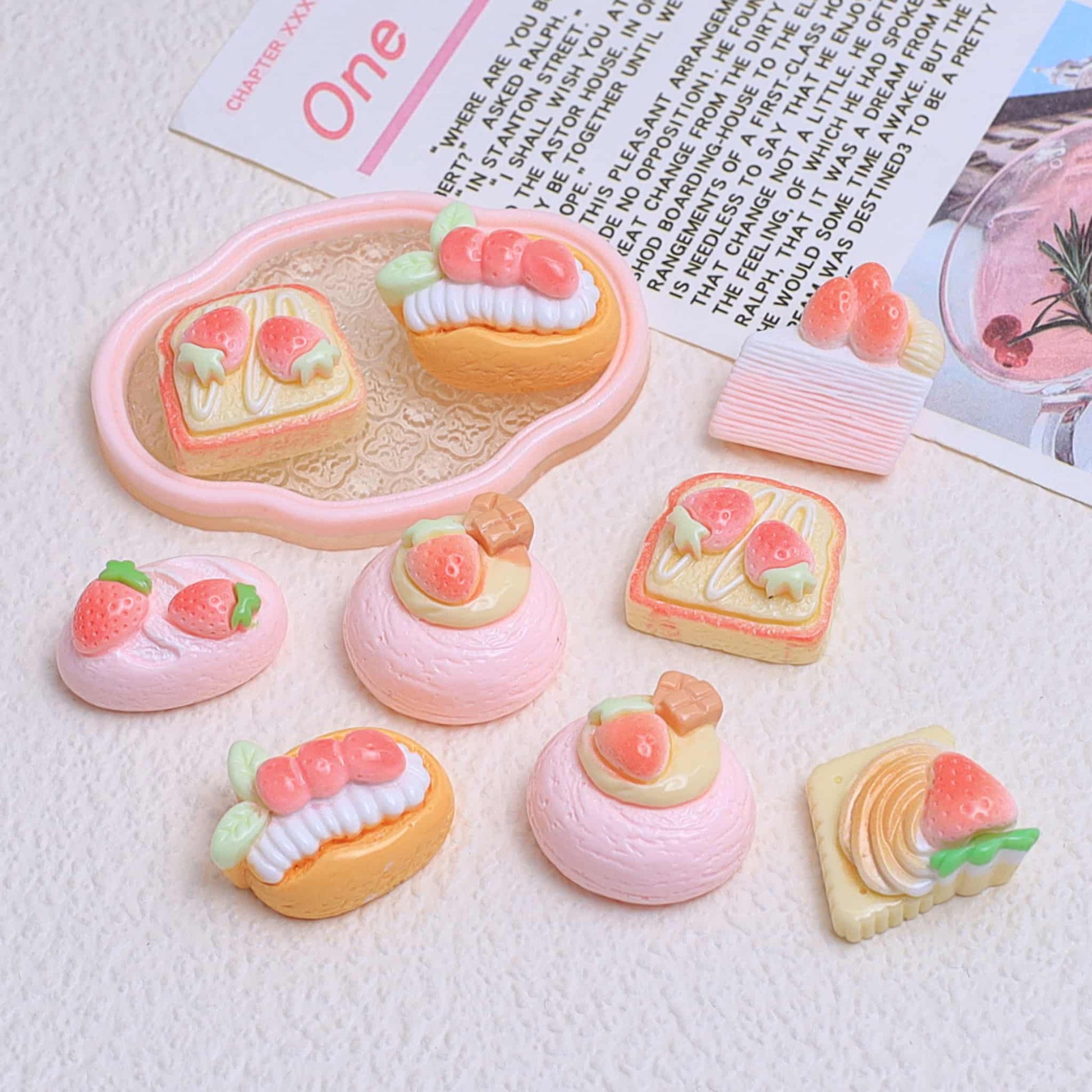 Sweet cake resin charms cabochons in vibrant multicolor mix, DIY decoden embellishments for phone cases and crafts