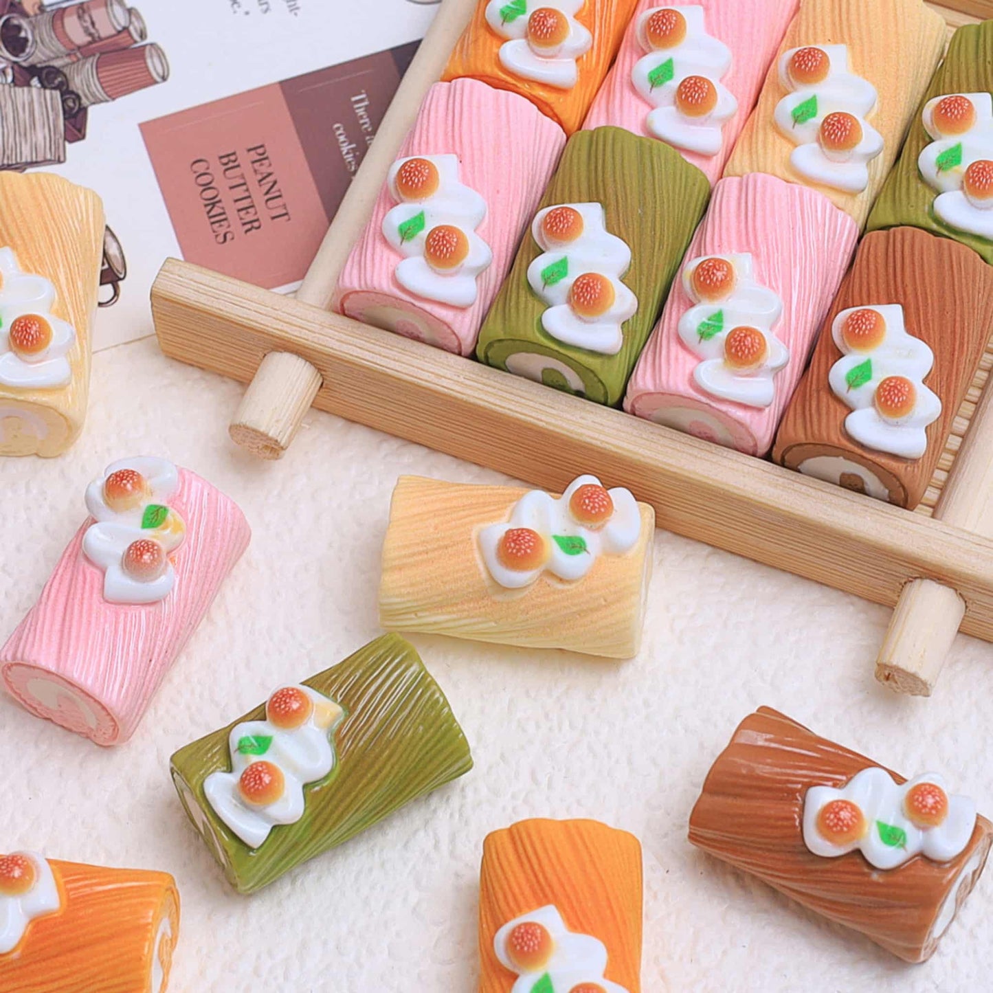 Swiss roll cake resin charms for decoden phone case decoration