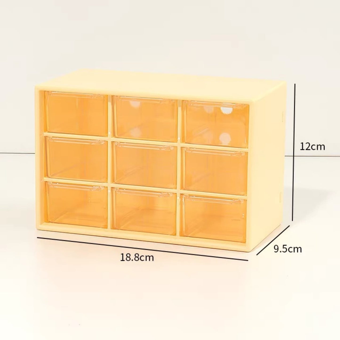 Yellow 9-compartment storage organizer for DIY craft materials