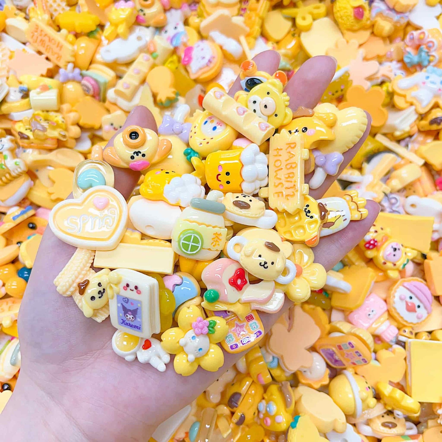 Close-up of premium resin DIY charms showing vibrant colors and smooth texture, ideal for handmade accessories